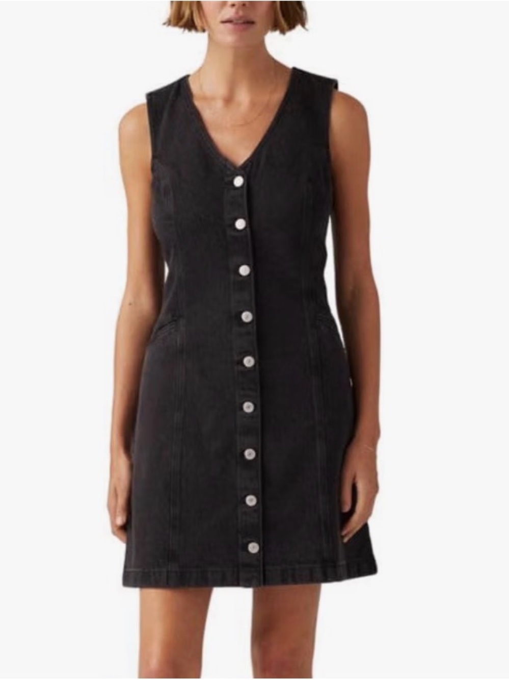 Levi’s Black Button-Front Sleeveless Denim Dress